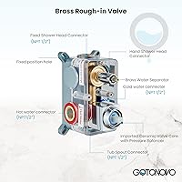 Vista 5 de gotonovo Duchas de lujo de 3 funciones para baño, montaje en pared, cabezal de ducha de 10 pulgadas, sistema de ducha con boquilla de bañera, cuerpo