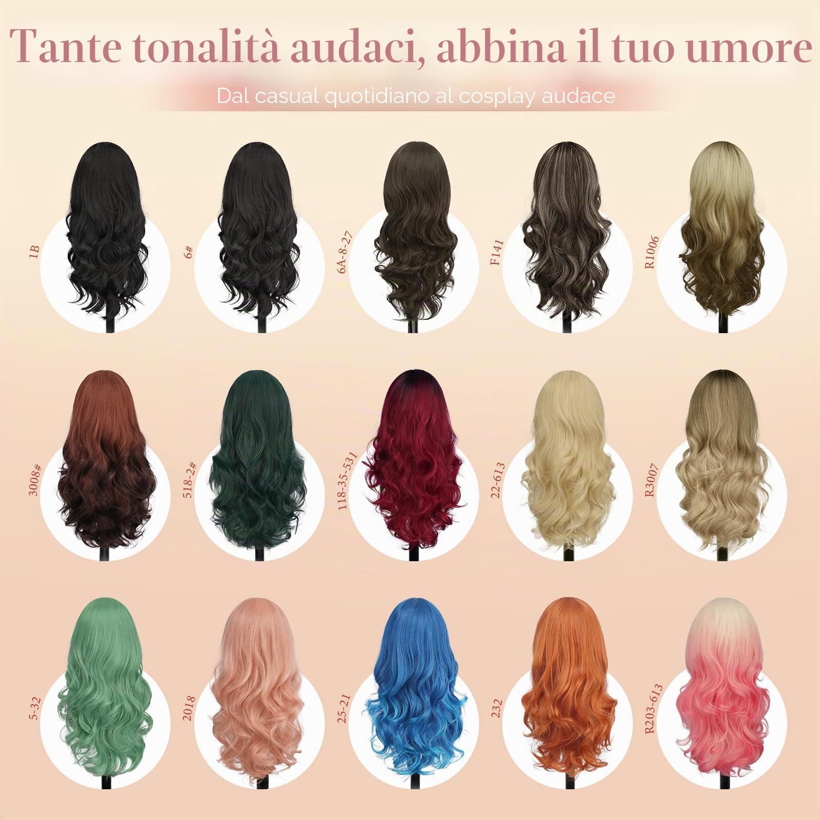 Sofeiyan Parrucca Lunga Riccia,60 cm Rosso Ramato Parrucca Ondulata Donna con Frangia,Sintetica Resistente al Calore per le Donne con Capelli Radi Indossare Tutti i Giorni Feste