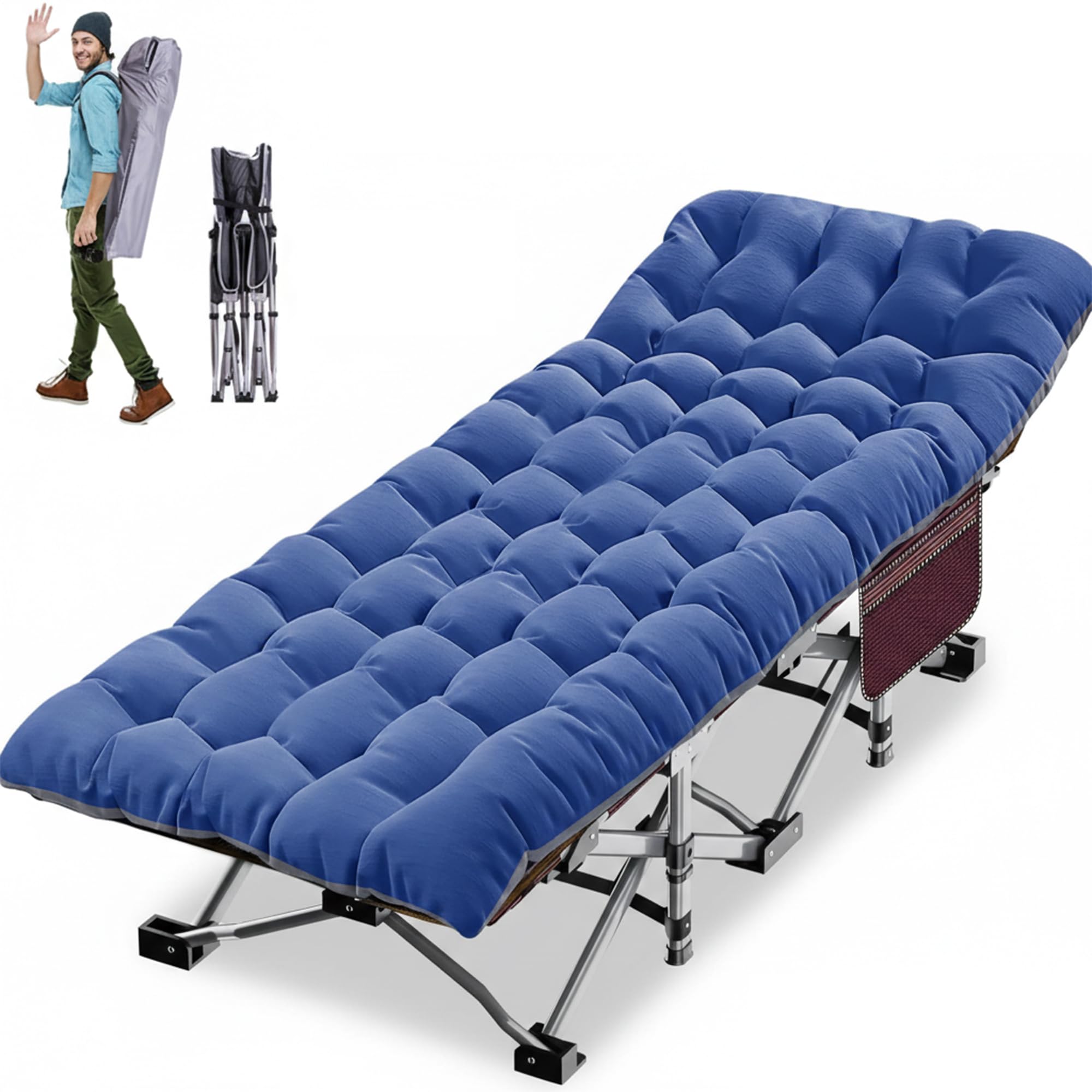 ABORON Heavy-Duty Folding Guest Bed for Adults, 500lb Capacity, Portable Extra Cot with 1217D Double Layer, Ideal for Indoor Guest Stays & Temporary