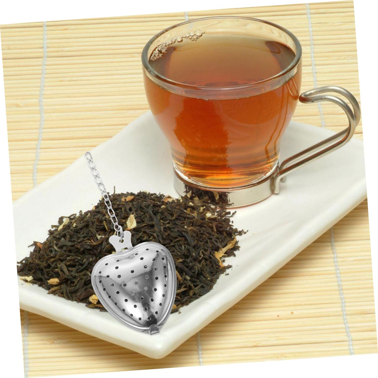 PRETYZOOM 50 Piezas filtro de té de corazón té infusor de tubería inoxidable en forma de corazón de malla fina Plata
