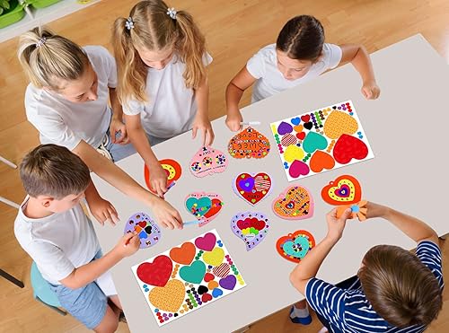 Miniatura 3 de PETCEE Calcomanías de corazón para el día de San Valentín para niños kits de manualidades de corazón adornos de corazón de San Valentín manualidades