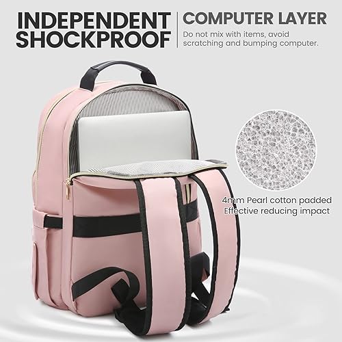 Miniatura 4 de LOVEVOOK - Mochila de 15.6 pulgadas para laptop, para mujer, bolsa de laptop para mujer, mochila de viaje impermeable, elegante mochila para mujer,