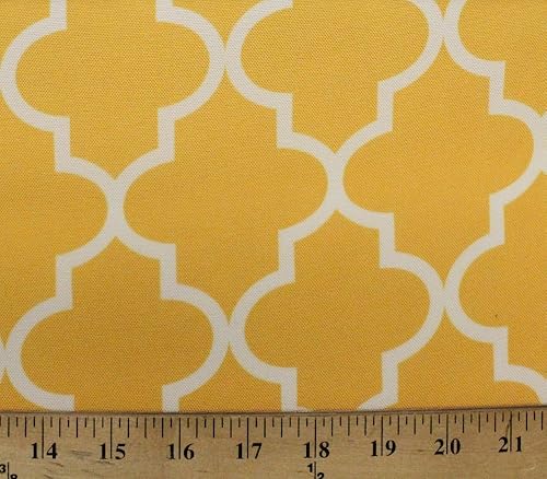 Miniatura 2 de Tela de lona de mosaico marroquí impermeable para interiores y exteriores, color amarillo, resistente a los rayos UV, 60 pulgadas de ancho
