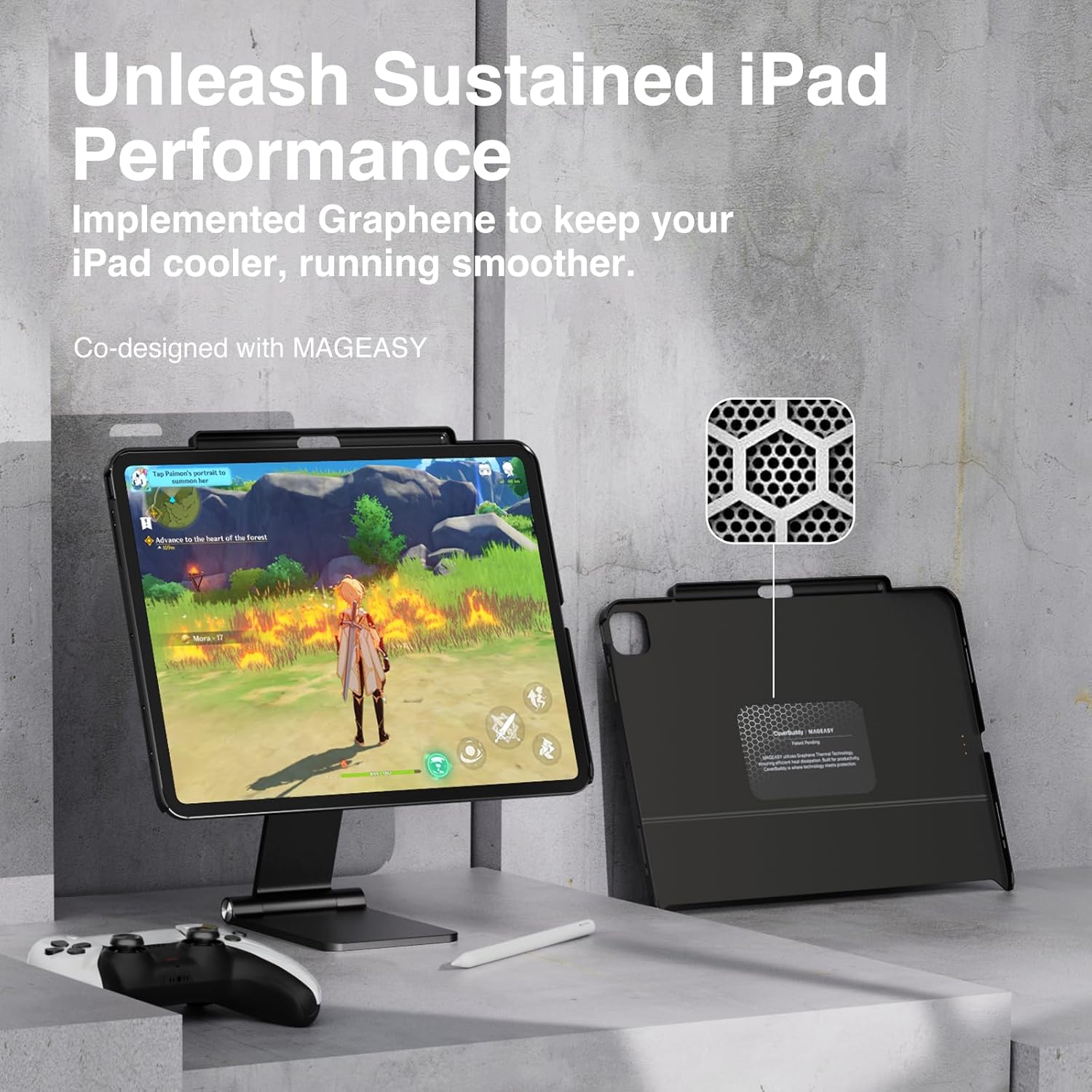 SWITCHEASY CoverBuddy for 2024 iPad Pro 13" M4 - Magic Keyboard Compatible Case for iPad Pro (M4), Enhanced Thickness & Heat Dissipation [Keyboard Not Included] - White (Leather)