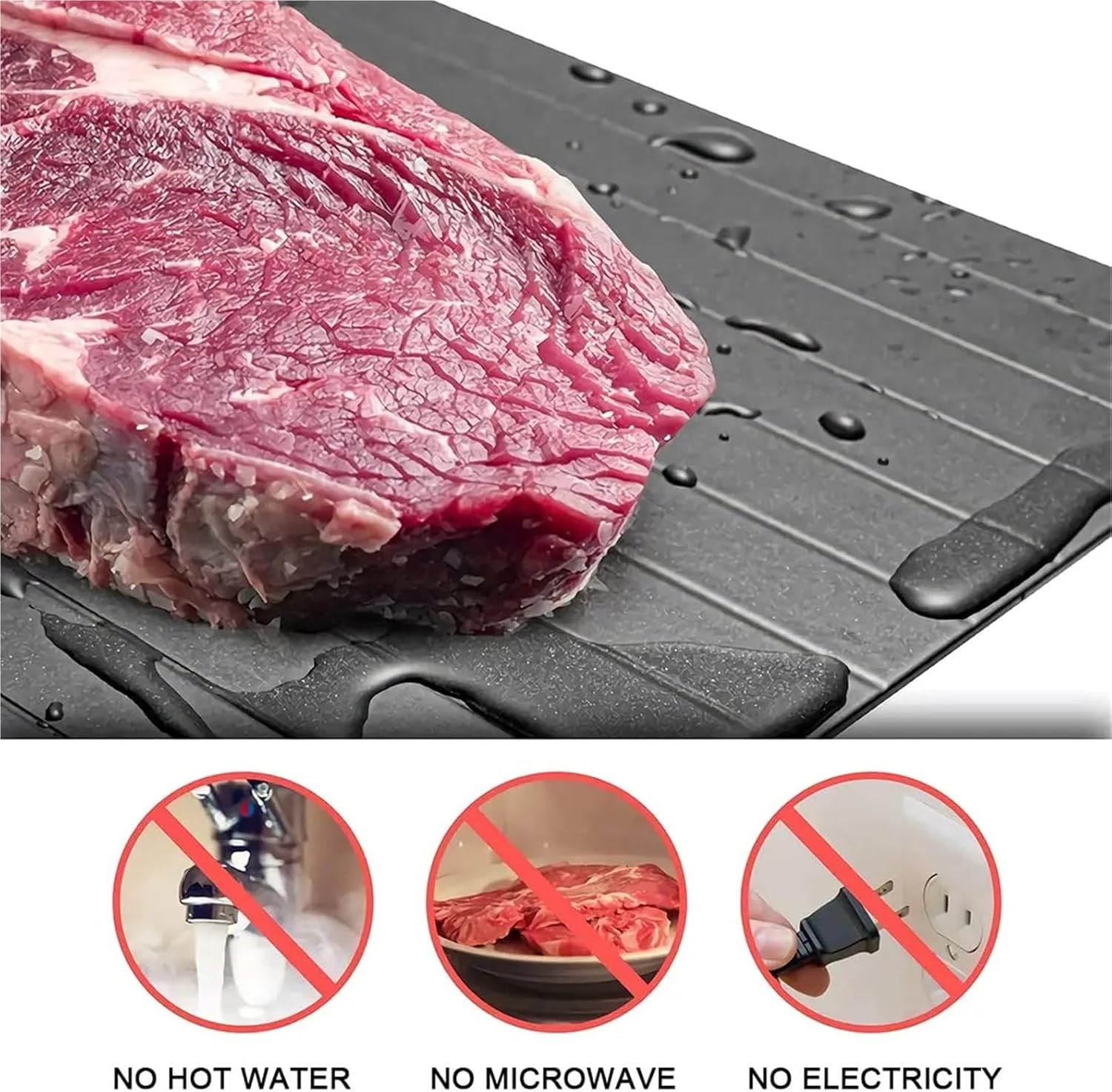 Black Tech Aluminum Defrosting Board - Thaw Steak & Seafood 8X Faster | Multiple Sizes | Modern Minimalist Kitchen Tool(Extra Large)