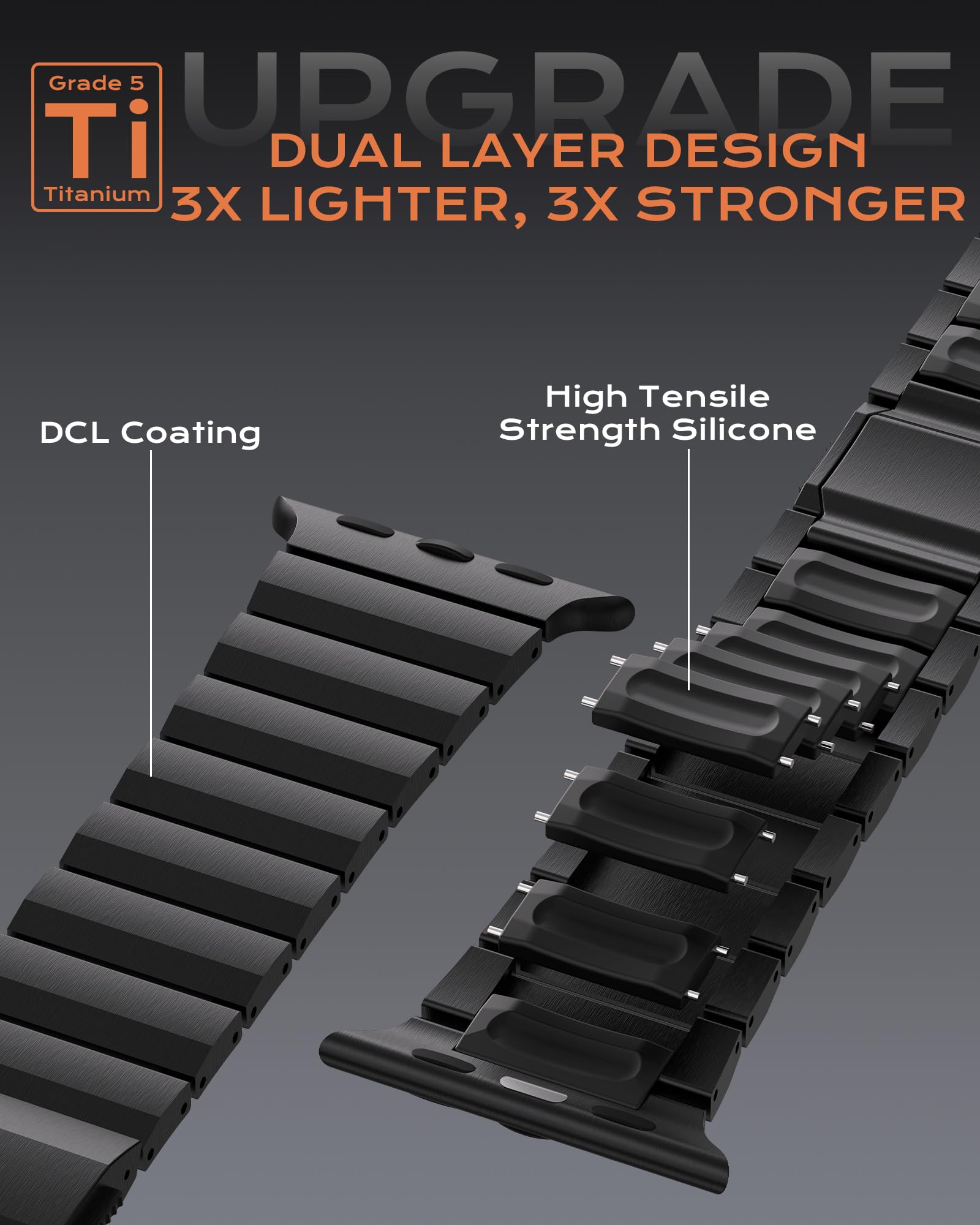KU XIU Correa de titanio compatible con Apple Watch Ultra 2, 49 mm, 46 mm, 45 mm, 44 mm, 42 mm, correa de repuesto de metal de titanio para iWatch Ultra S10 SE S9 8 7 6 5 4 3 2 1