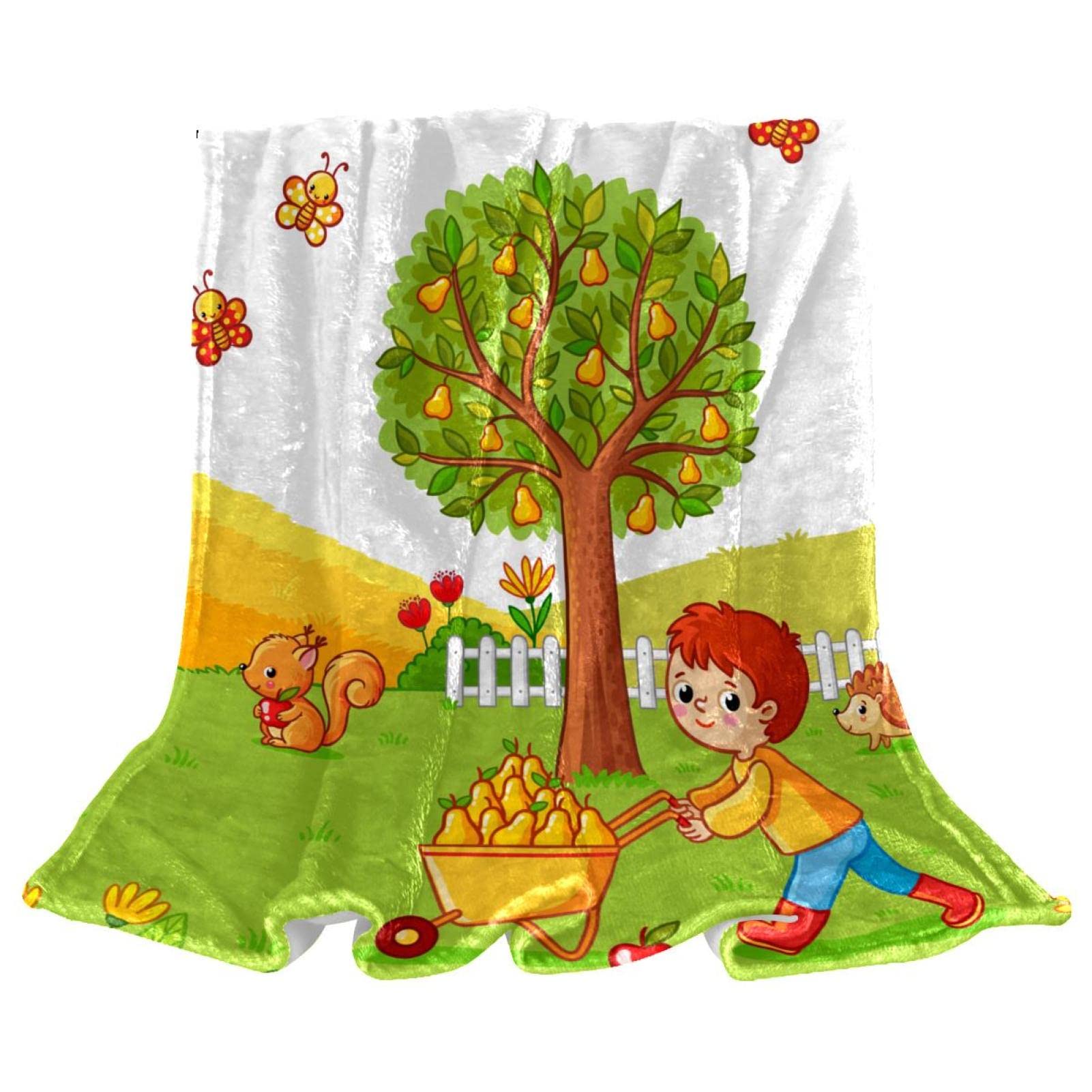 Couvre-lit doux haut de gamme TBOUOBT imprimé écureuil d'automne aux finitions soignées