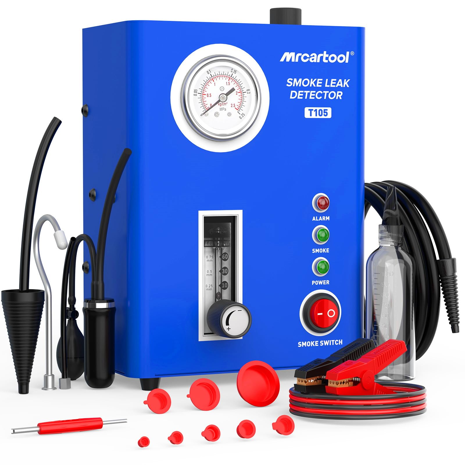 BELEY T105 Detector de Fugas de Humo automotriz con Bomba de Aire integrada, Probador de vacío EVAP con manómetro, para Sistemas de tuberías y carburante, Compatible con Coches, Motos y Barcos
