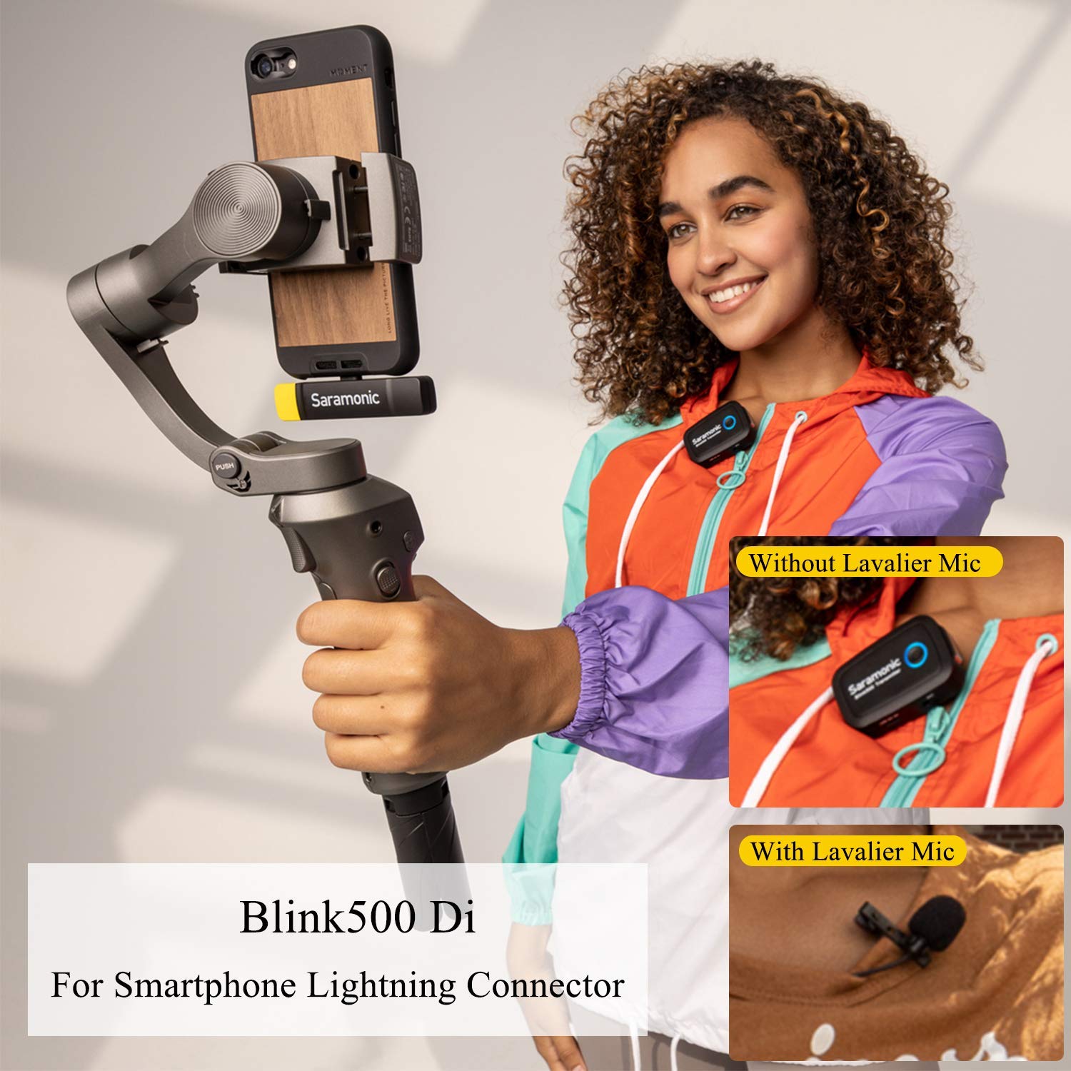 Saramonic Blink500 B3 - Micrófono inalámbrico con micrófono Integrado y transmisor de Doble Canal MFi Certificado por Apple Lightning para iPhone y iPad