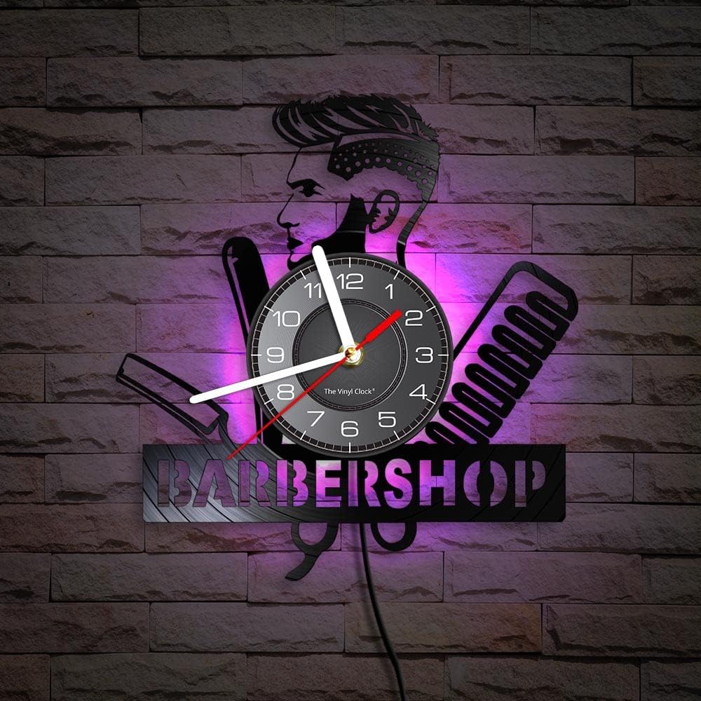 Timethink 12 Inch Barber Shop LED Wall Clock with 7 Colors