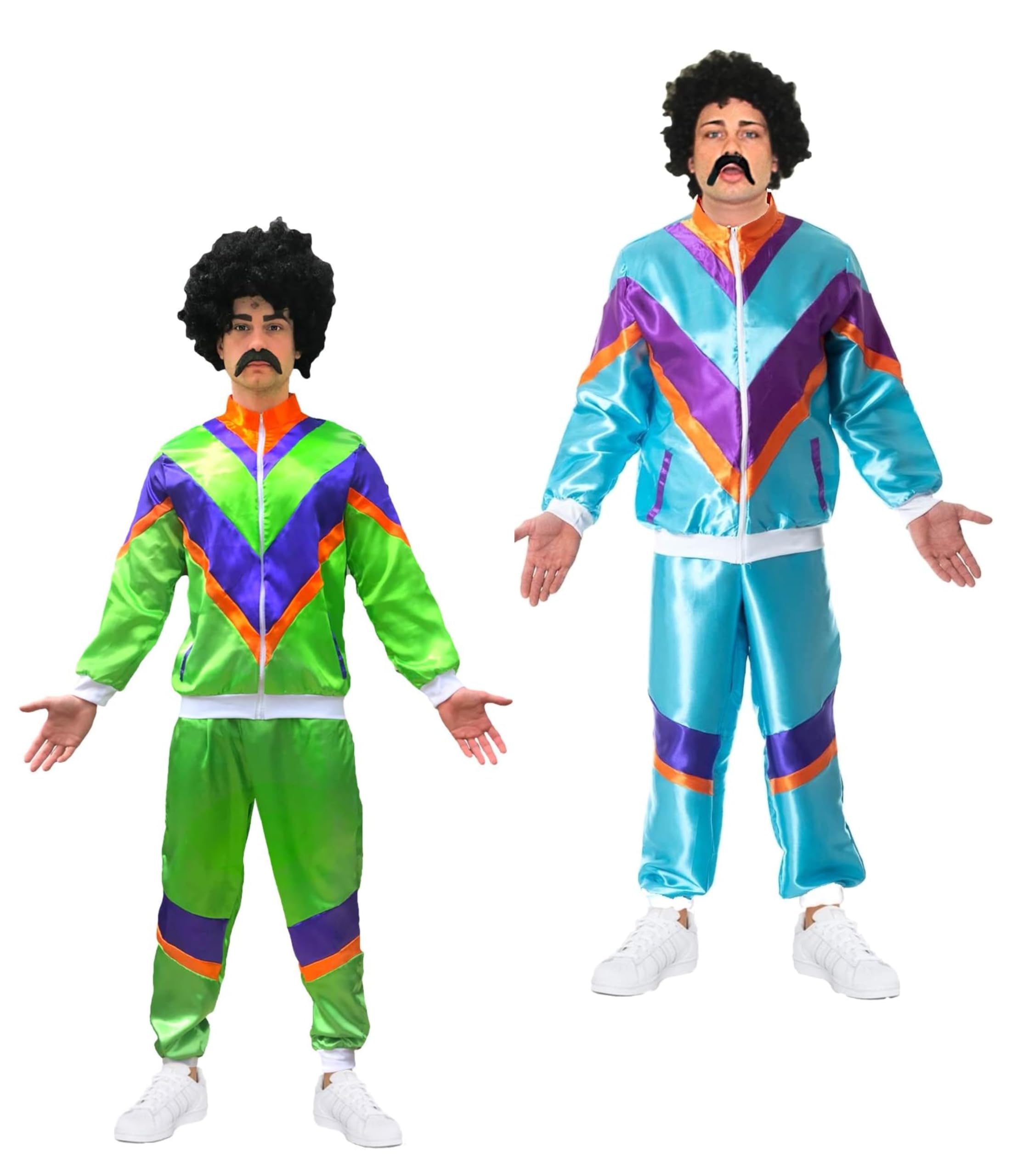 SoWest 80s Blue Shell Suit Fancy Dress Costume – Unisex Jacket & Trousers, 1980s Dress Up Costume | Aerobics Instructor Tracksuit Outfit for 80's Disco, Party, Carnival, Theme Parties - 2XL