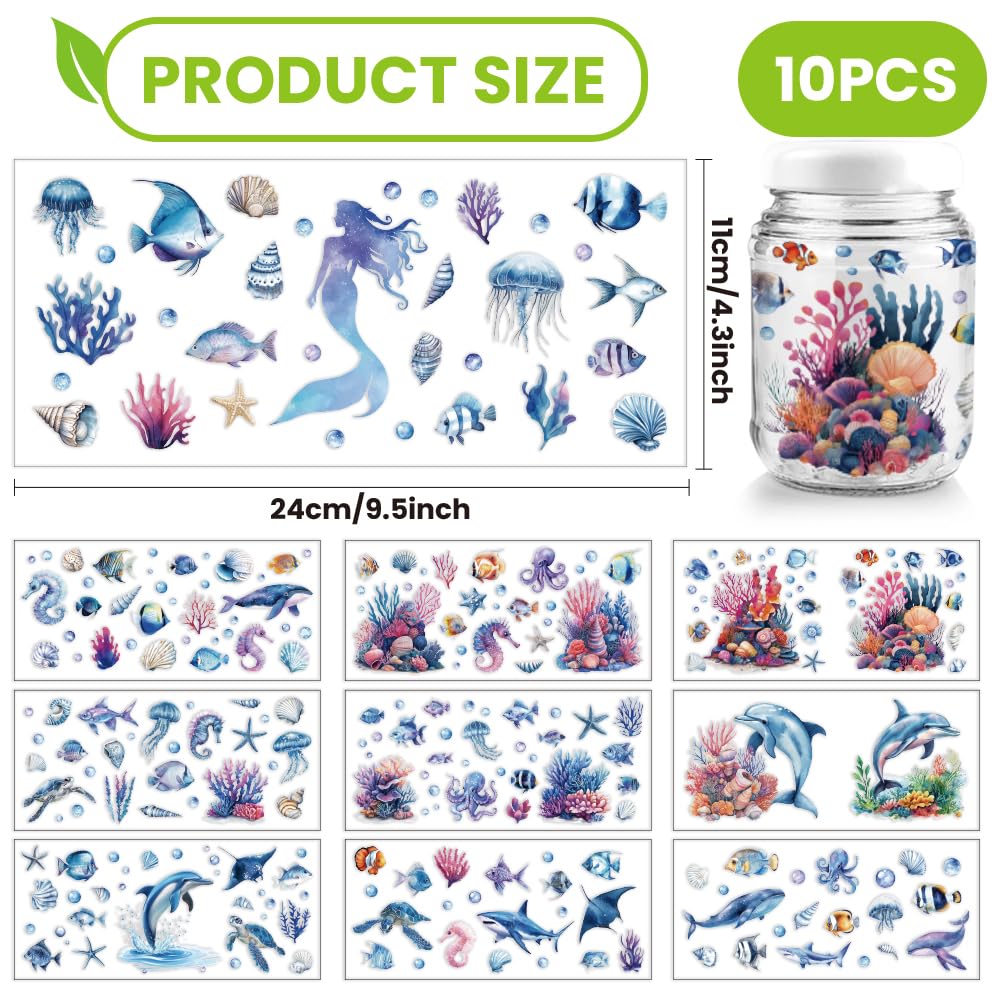 arricraft 10 Pcs Colorful Marine Animal Theme Cup Printing UV Transfer Papers - Image 2