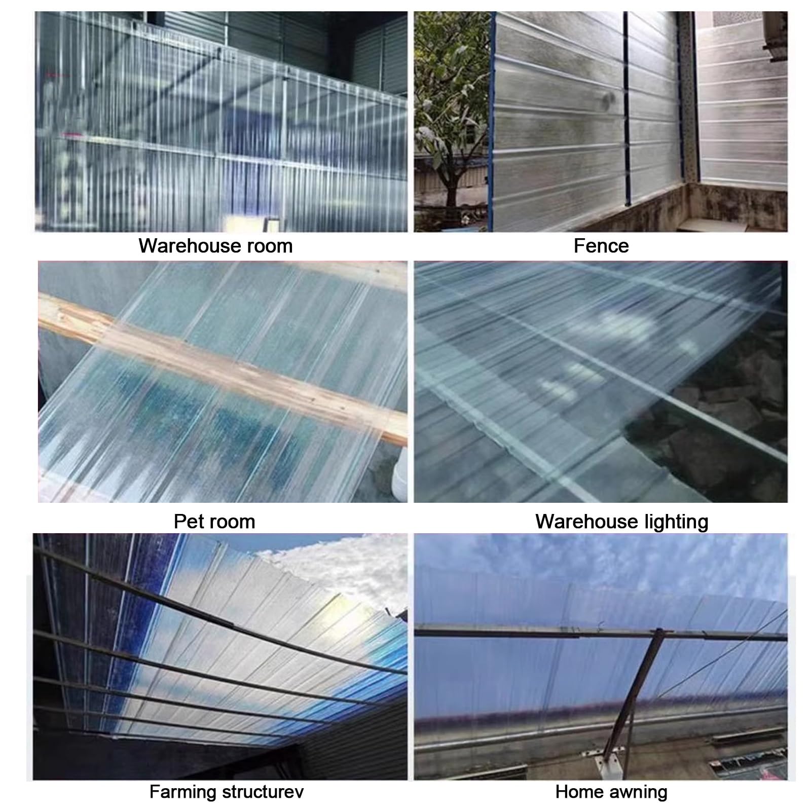 Placa de Iluminación FRP ,Chapa Ondulada Protección Uv,Chapa Tejado Exterior Paneles de Techo de Cobertizo de Garaje, Fácil de Doblar/Cortar ,Placa de Aislamiento(7pcs,0.9*0.7M/35*28IN_1.2MM)