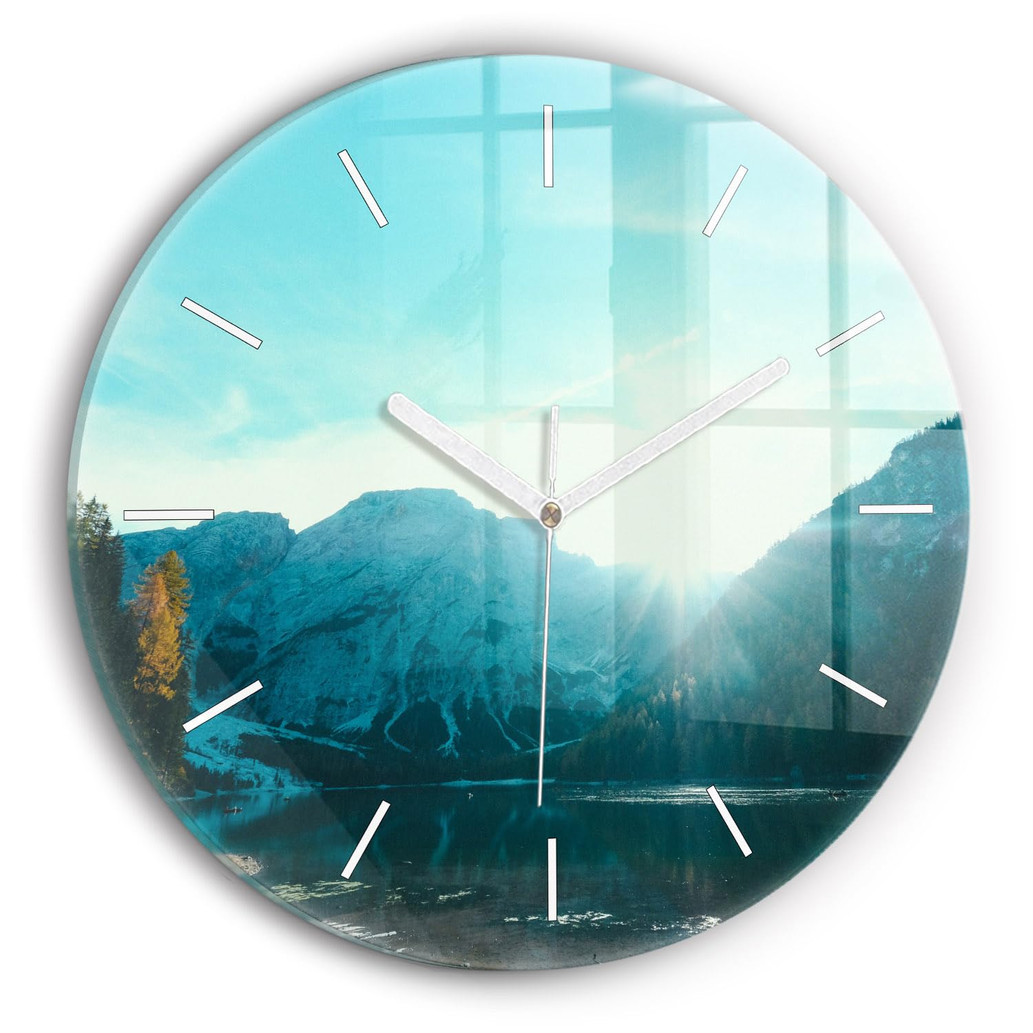 Horloge moderne en verre Wallfluent 30 cm avec mécanisme silencieux design Pologne