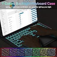 Vista 3 de IVEOPPE Funda para teclado Tab S8 Plus/S7 FE/S7 Plus de 12.4 pulgadas, 7 colores retroiluminados y desmontable teclado inalámbrico y panel táctil