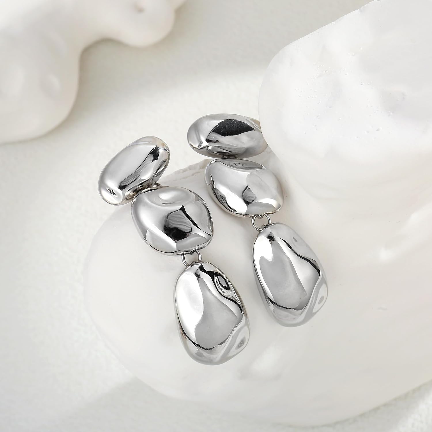 Chunky Earrings for Women Gold and Silver Two Tone Statement Unique Trendy Earrings Stainless Steel Waterproof Non Tarnish Jewelry