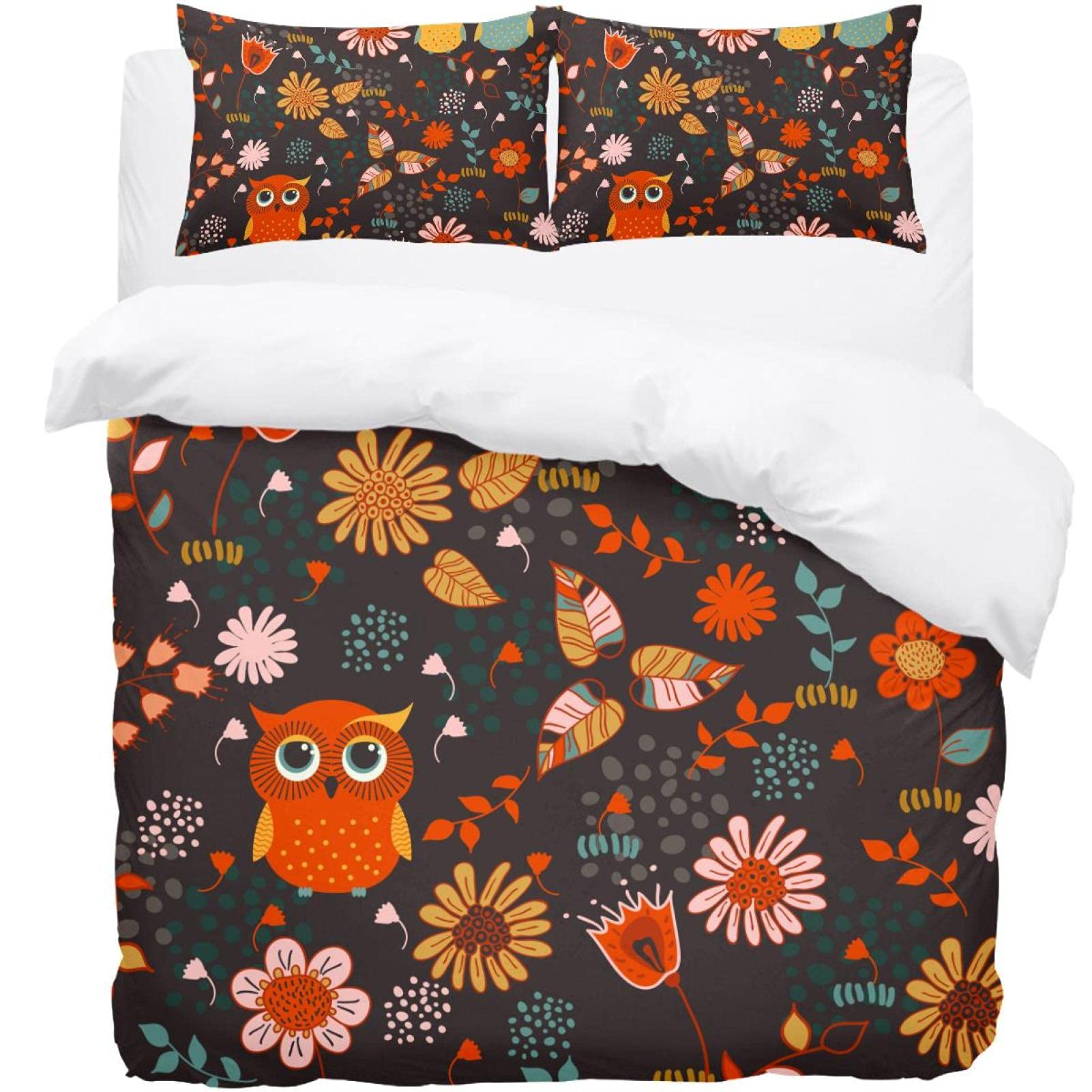 Housse de couette forêt contre les nuits agitées avec parure de lit chouettes Supersoft