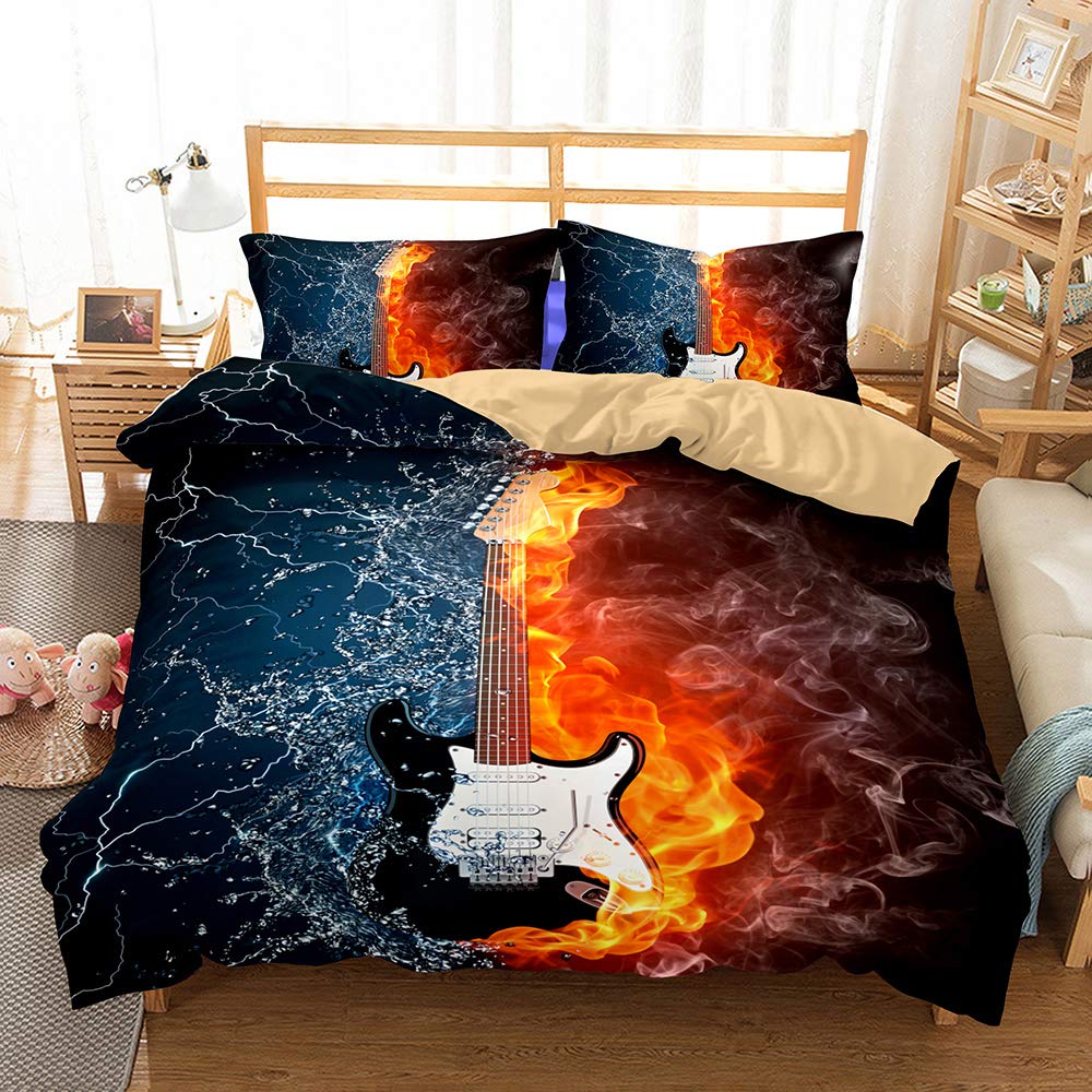 Housse de couette guitare anti-décoloration et ensemble de literie pour lit double