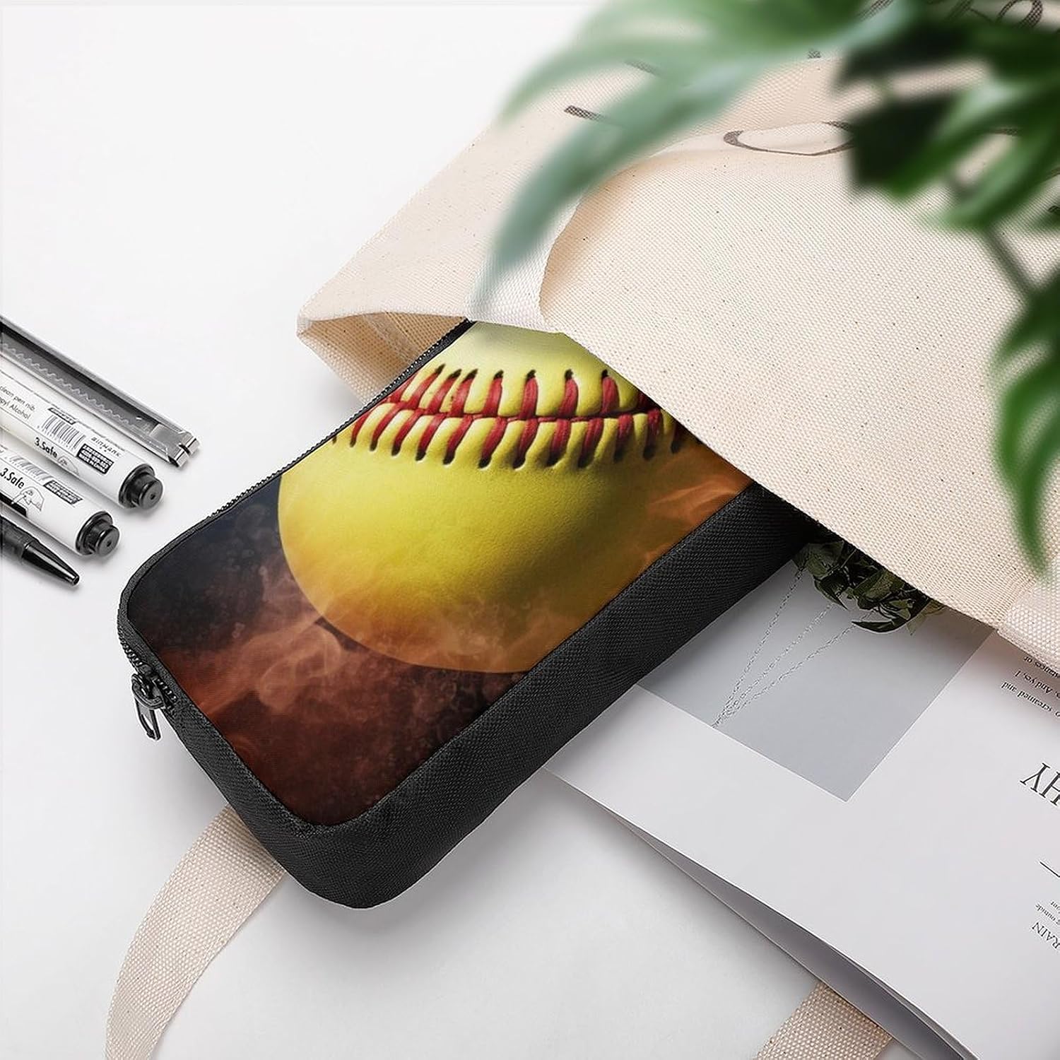 Softball Pencil Case Large Capacity Pencil Pouch image 5