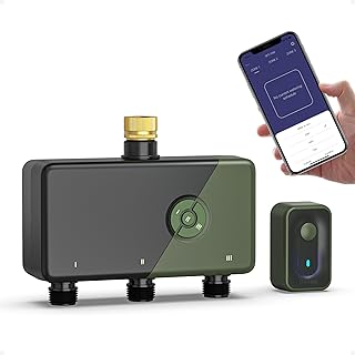 Diivoo WLAN Bewässerungscomputer mit 3 Ausgängen, Messinganschlüssen & 18 Zeitplänen, Smarte Bewässerungsuhr kompatibel mit APP/Alexa/Google Sprachsteuerung, Regenverzögerung für Rasen, Garten, Balkon
