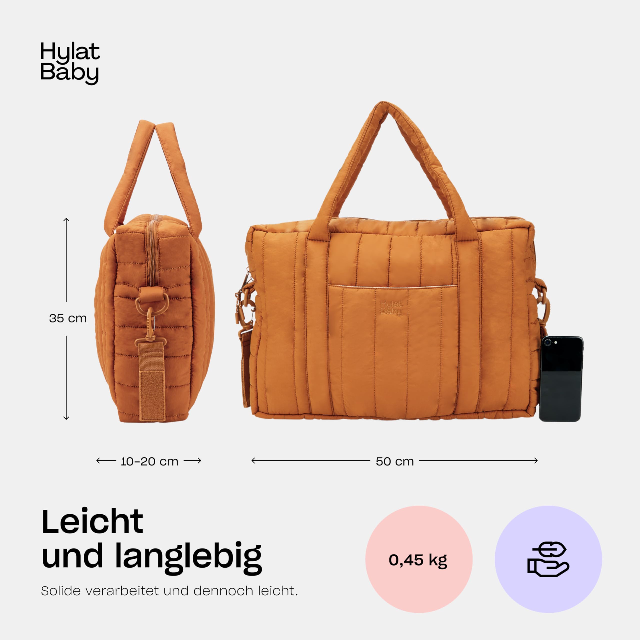 Hylat Baby Wickeltasche mit Wickelunterlage und Baumwolltasche - moderne Tasche für Windeln und Kindersachen – ideal für unterwegs