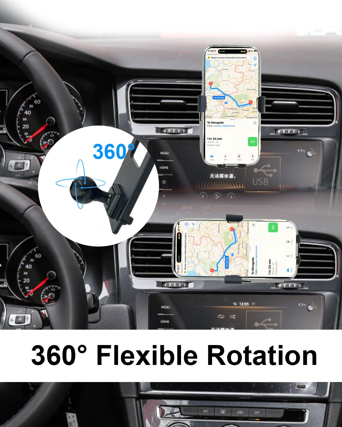 Supporto per Smartphone Auto Compatibile con VW Golf 7 2014-2020, Supporto a Gravità Custom-Fit per Bocchette di Aria per iPhone 17/16/15 Smartphone 4.0"-7.0"