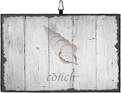 OComster Mysterious Conch Retro Pattern Summer Golf Towel with Carabiner Clip, Shabby Vintage Wooden Stripes Microfiber Waffle Pattern Golf Towel, Golf Accessories for Clubs and Balls, 24x16 in