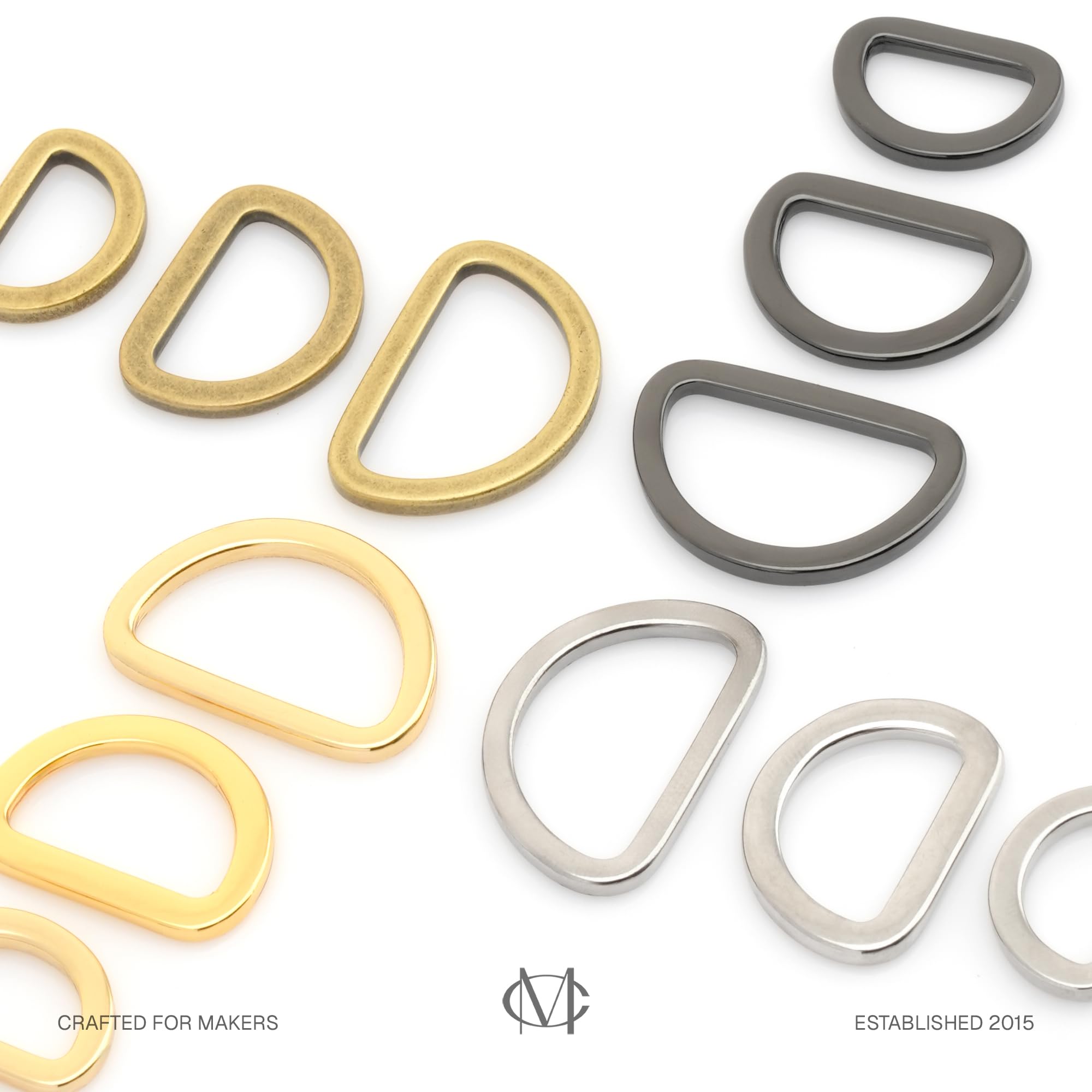 CRAFTMEmore D Rings Purse Loop Flat Metal D-ring Heavy Duty Findings for Bag Belt Strap Webbing 10 pcs 5/8, 3/4, 1 Inch (5/8 Inch, Antique Brass) 4