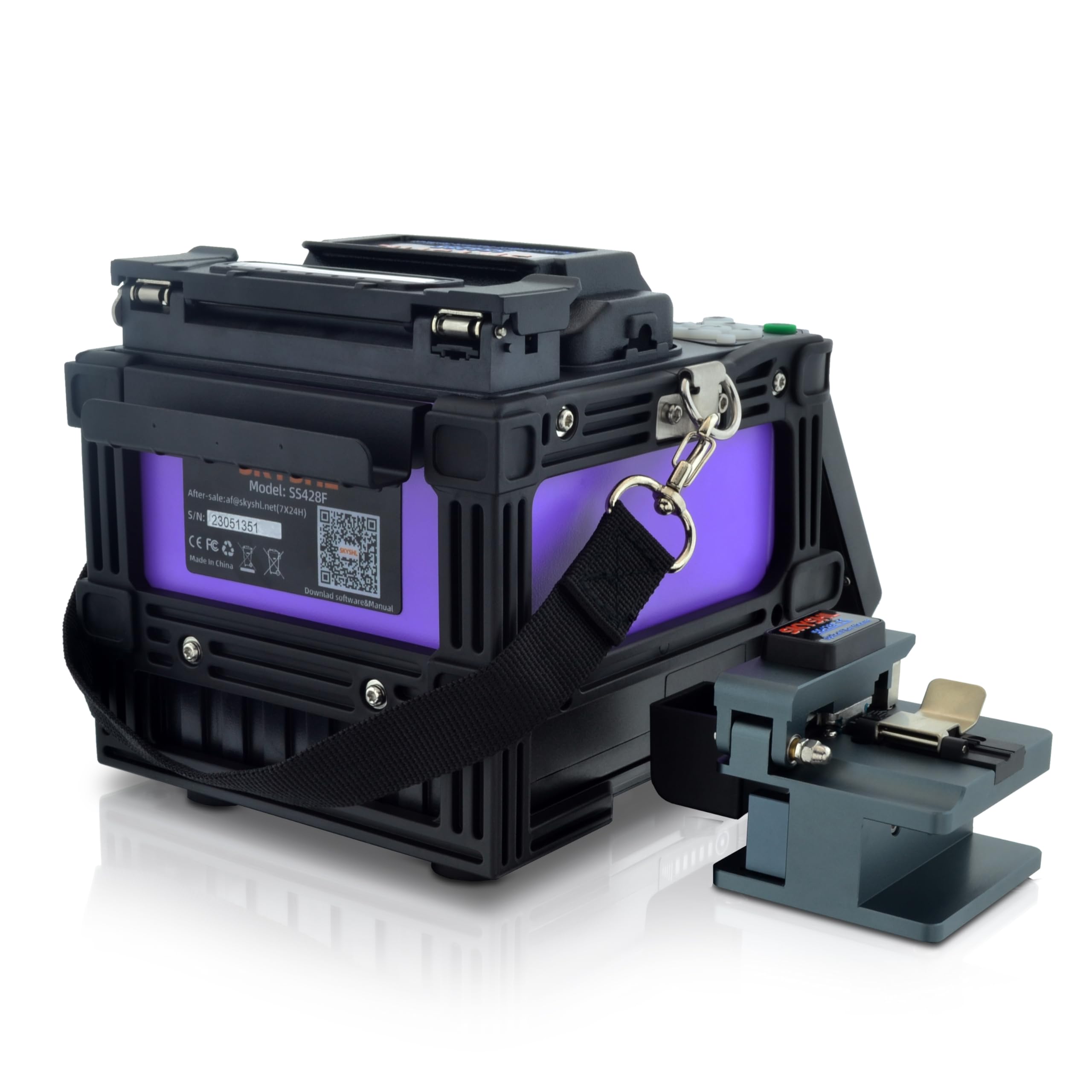 Soudeuse Fibre Optique de Soudage （Avec 10*Électrode,2*Batterie au Lithium et Chargeur de Voiture) Faible Perte d'épissure Cœur-à-Cœur Alignement Épisseuse par Fusion Splicer(SS428F-522)