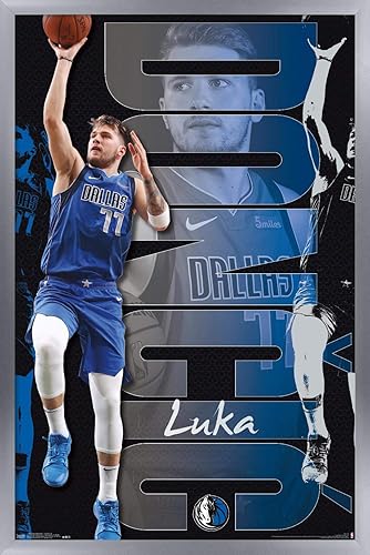 Trends International NBA Dallas Mavericks - Luka Doncic 19 Wall Poster, 14.725" x 22.375", Silver Framed Version