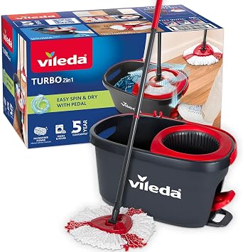 Vileda Turbo 2in1 Complete Cleaning Set, 130 cm Extending Handle, Triangle Head