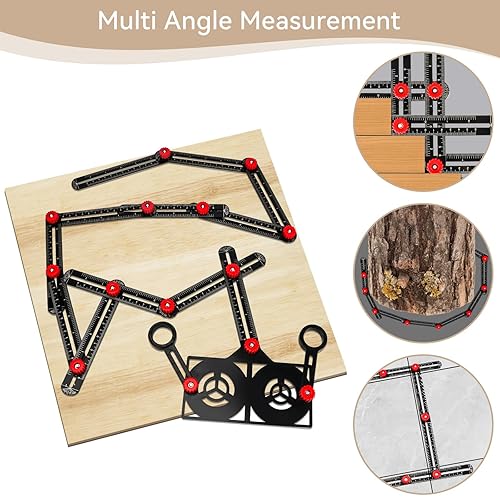 Miniatura 4 de Regla de medición de ángulo múltiple Herramienta de medición de ángulo de aleación de aluminio de 16 lados, regla multifunción ajustable universal,