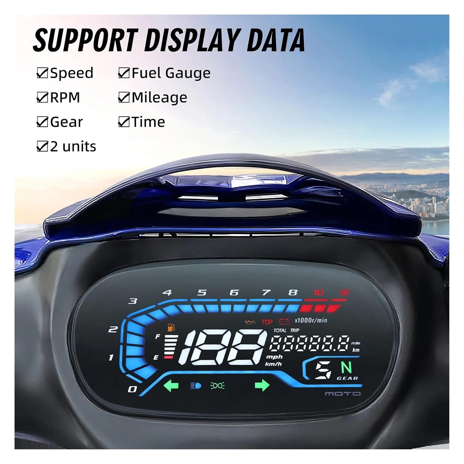 Motorcycle Speedometer Tachometer Motorcycle Instrument Assembly Digital Speedometer Tachometer Dashboard for YA&MAHA Y125z Y125zr 125z 125zr