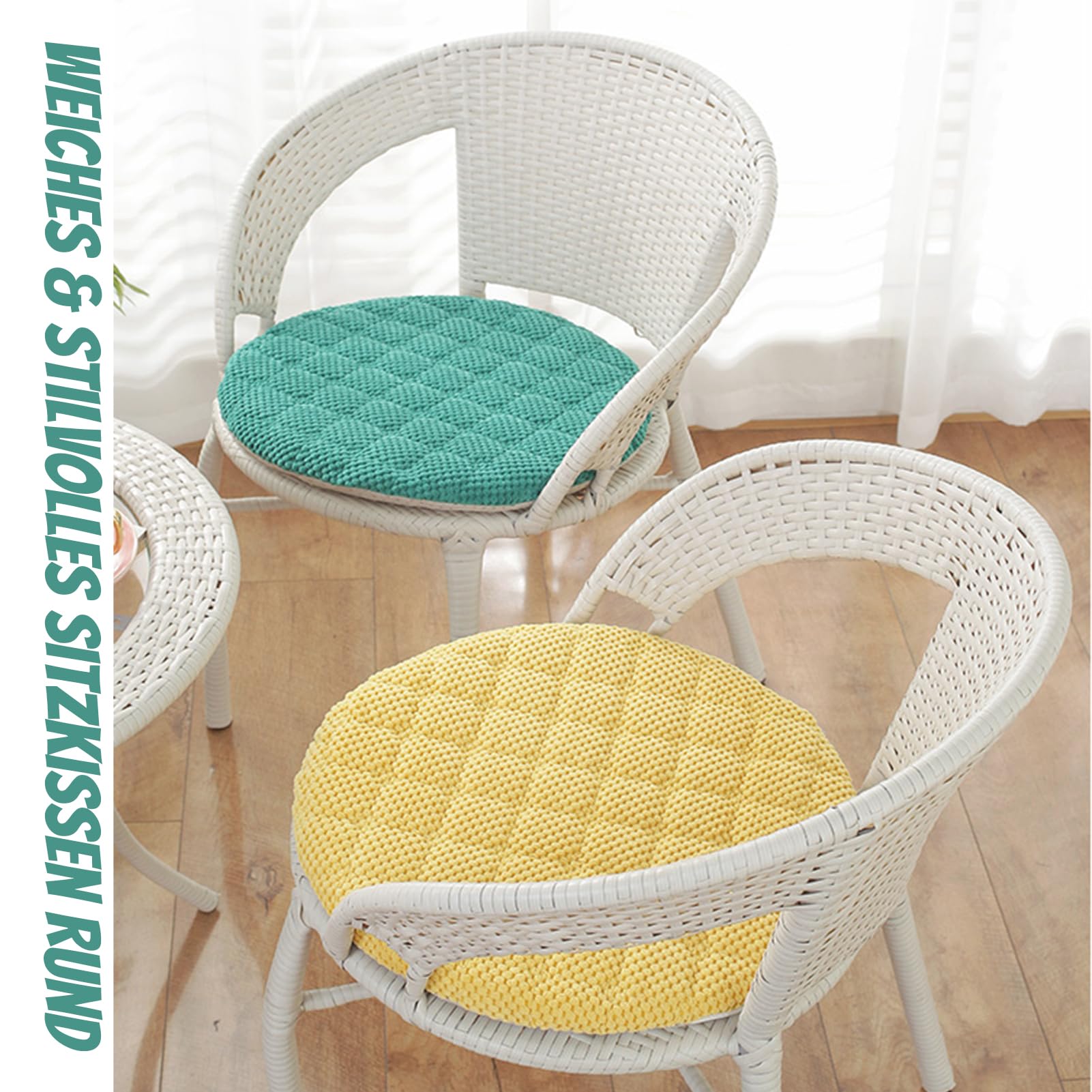 Cojines redondos de pana para asiento, antideslizantes, para uso en interiores y exteriores, juego de 8 elegantes fundas de cojín para comedor y jardín con cierre de cremallera