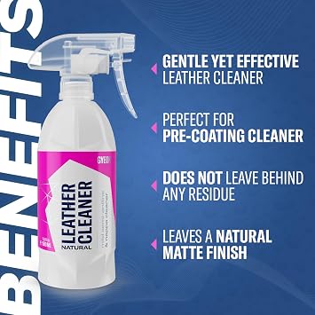 GYEON LeatherCleaner Natural Mild pH-Balanced Leather Cleaner for Semi-Aniline & Nappa Leather Removes Oily Residue, Discoloration & Dirt No Residue Formula for Luxury Interior Detailing Prep