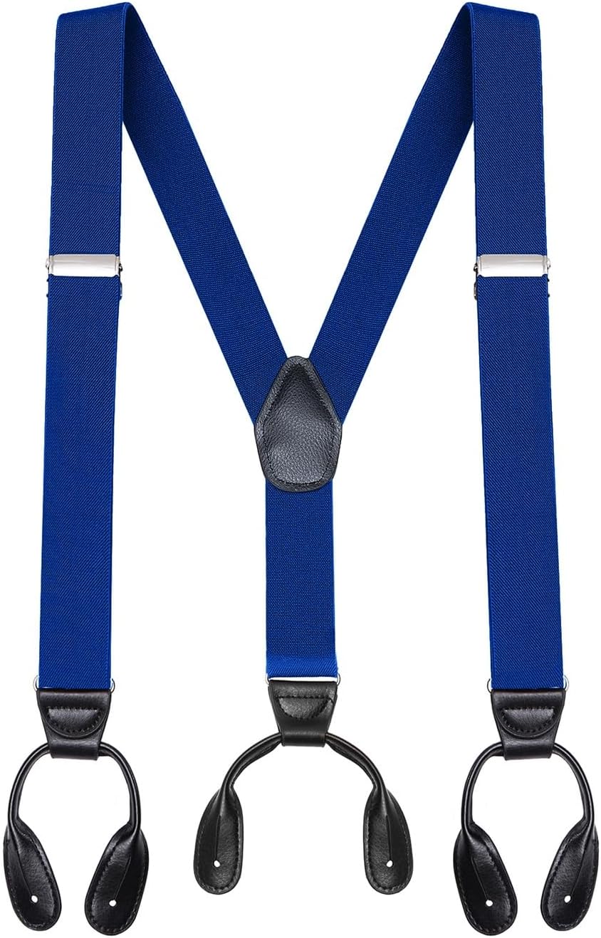 Buyless Fashion Butten End Suspenders for Men - 48" Adjustable Straps 1 1/4" - Y Shape
