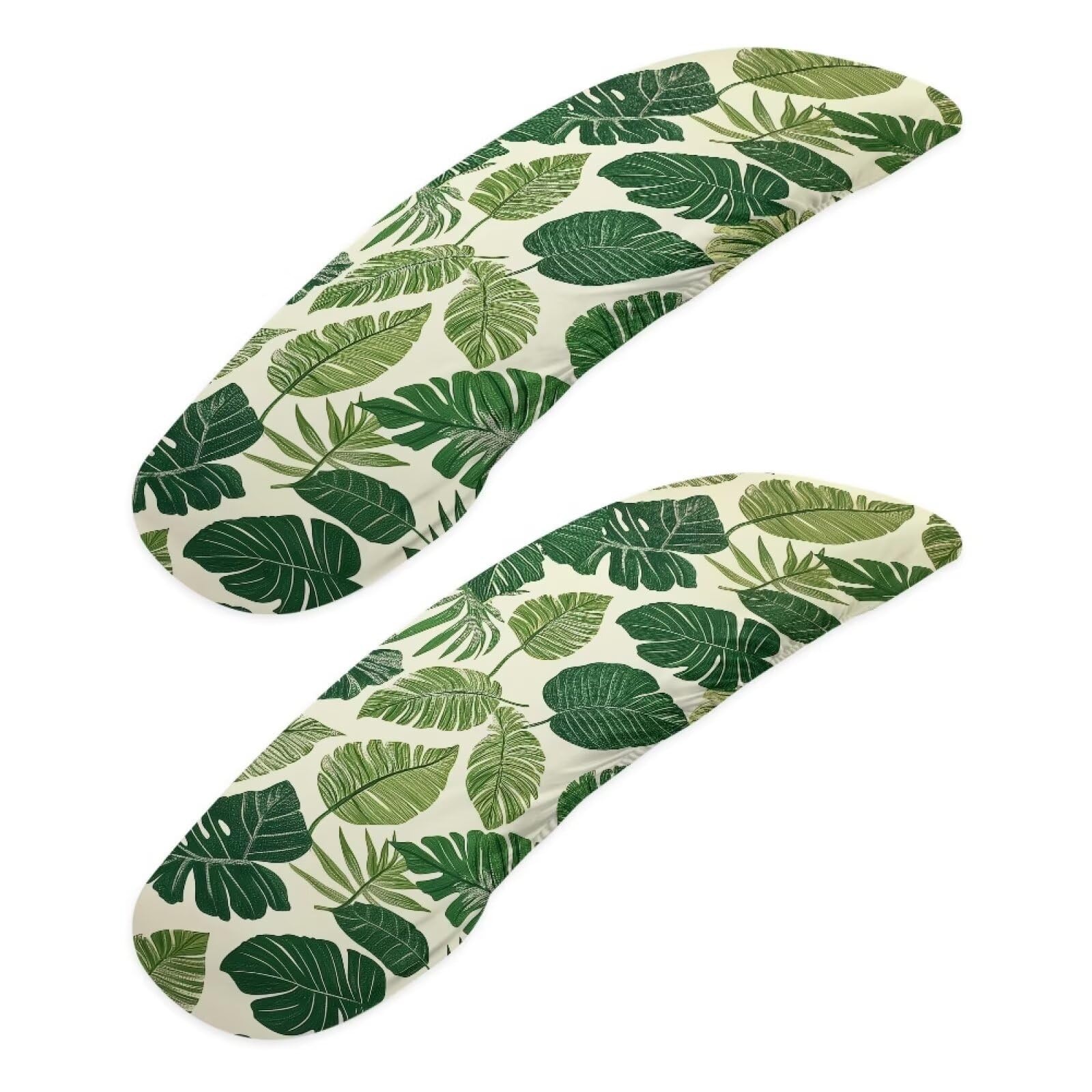 Wanzuoeng Monstera Leaves Print Chair Armrest Slipcovers, 2Pcs Office Chair Arm Pad Covers, Skin Friendly Stretchy Office Chair Armrest Covers