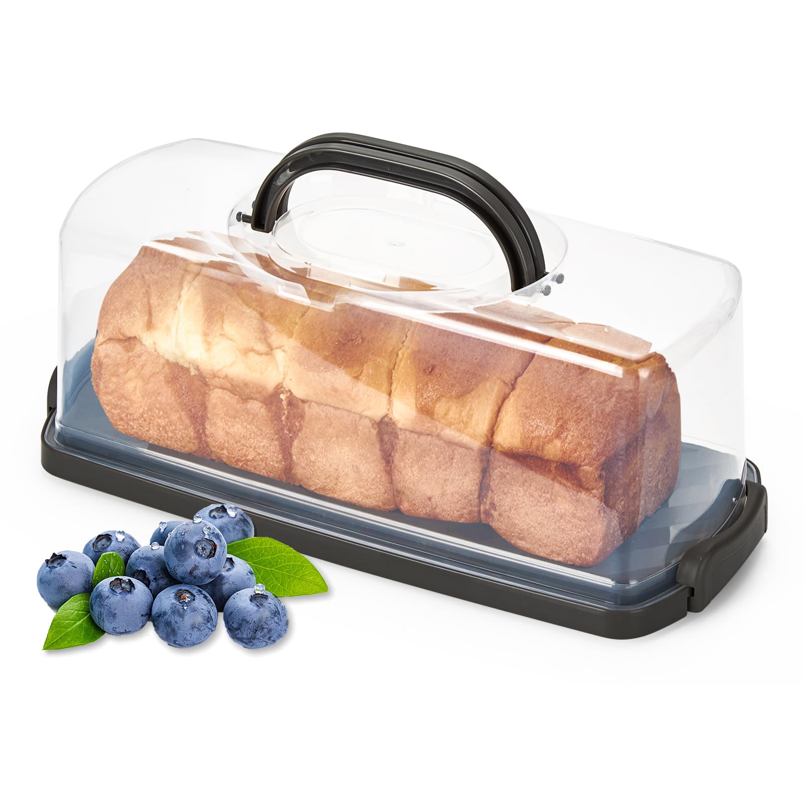 Ohuhu Kuchen Transportbox Kastenform, Kuchenbehälter Rechteckig mit Deckeln und Tragegriff, Kuchentransportbox für 33 x 13 x 9,5 cm Kastenkuchen, Kuchen Transportbox Eckig, Tolle Geschenkidee