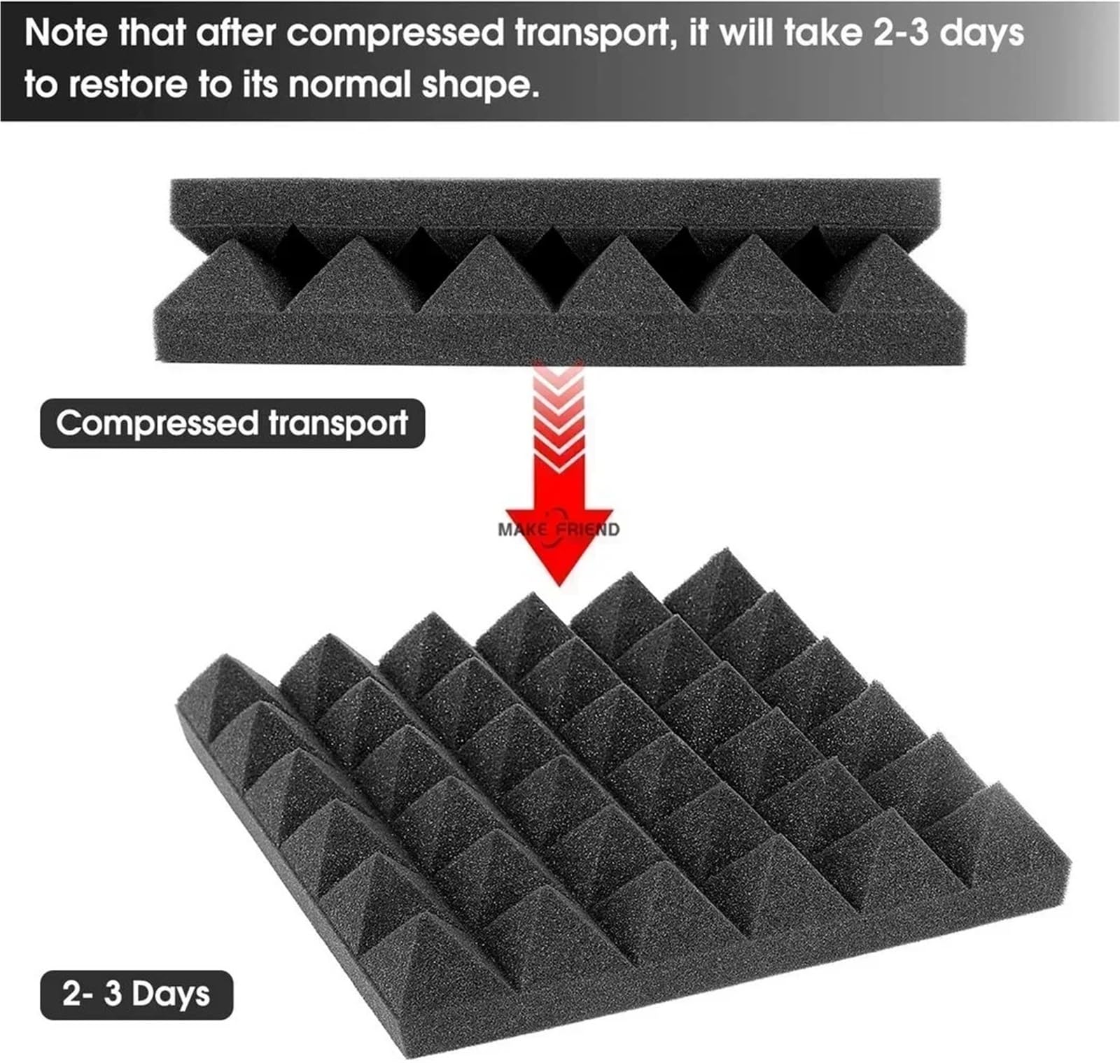 Paquete de 24 paneles pared con cintas, espuma acústica 30x30x5cm, tratamiento aislamiento absorción a prueba sonido, almohadilla insonorización Para amortiguar el sonido(Black)