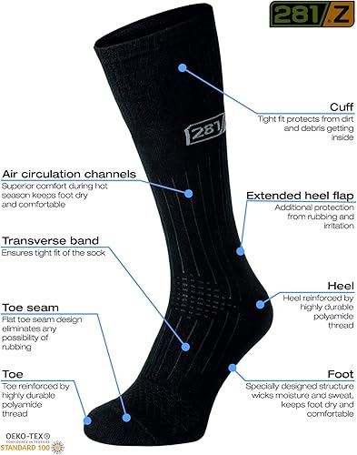 Miniatura 4 de 281Z Calcetines militares ligeros para botas - Trekking táctico senderismo - Deporte atlético al aire libre (negro)