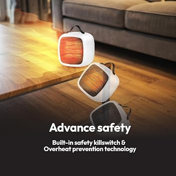 iN Heater | Advanced & Safe Ceramic Heating | Small Electric Heater 1000W | Portable | Tip-over Swtich Overheat Protection | Desktop | Compact Sleek Design