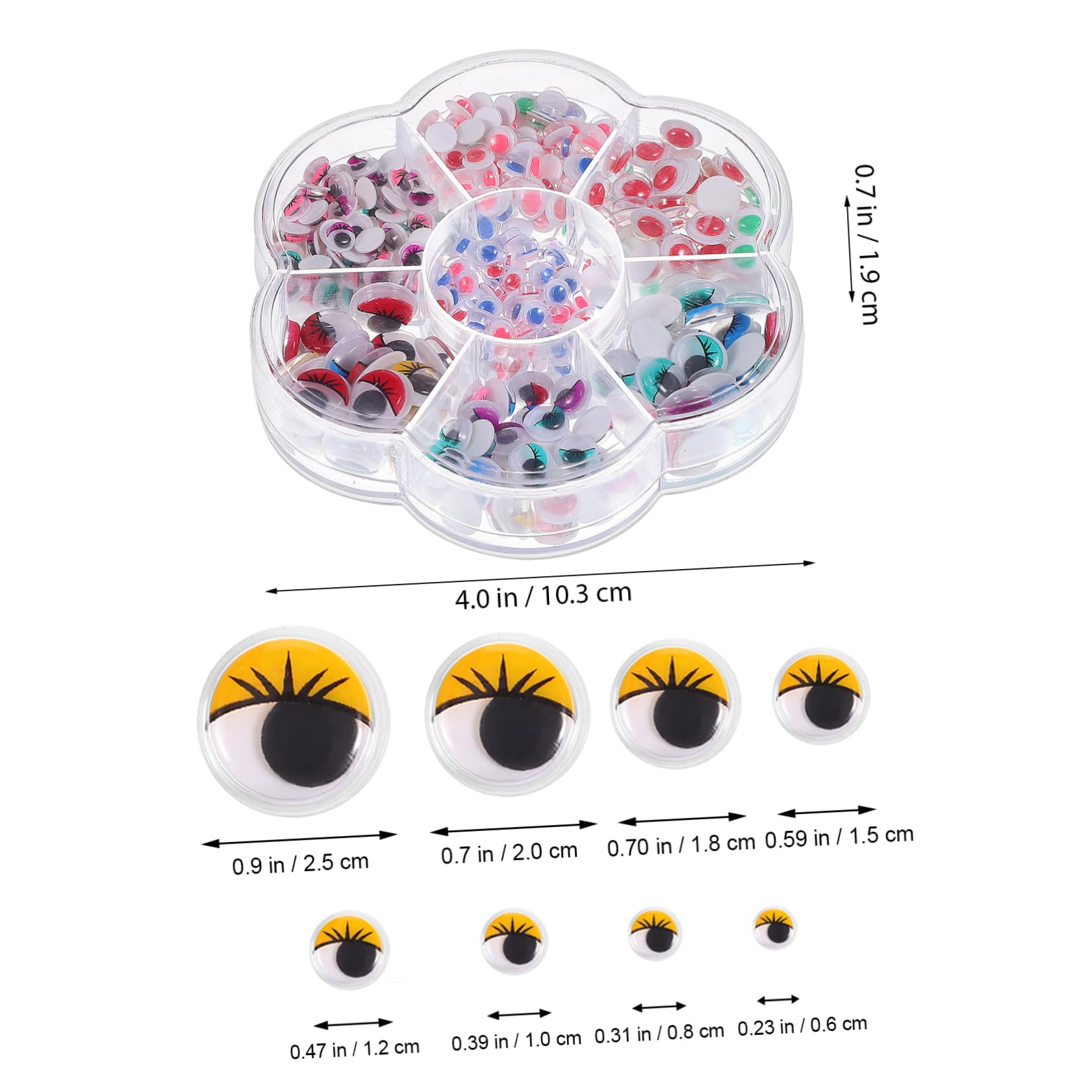 STOBOK 600pcs Colored Eyeball Stickers for Crafts DIY Wobbly for Boys and Girls Plastic Fake