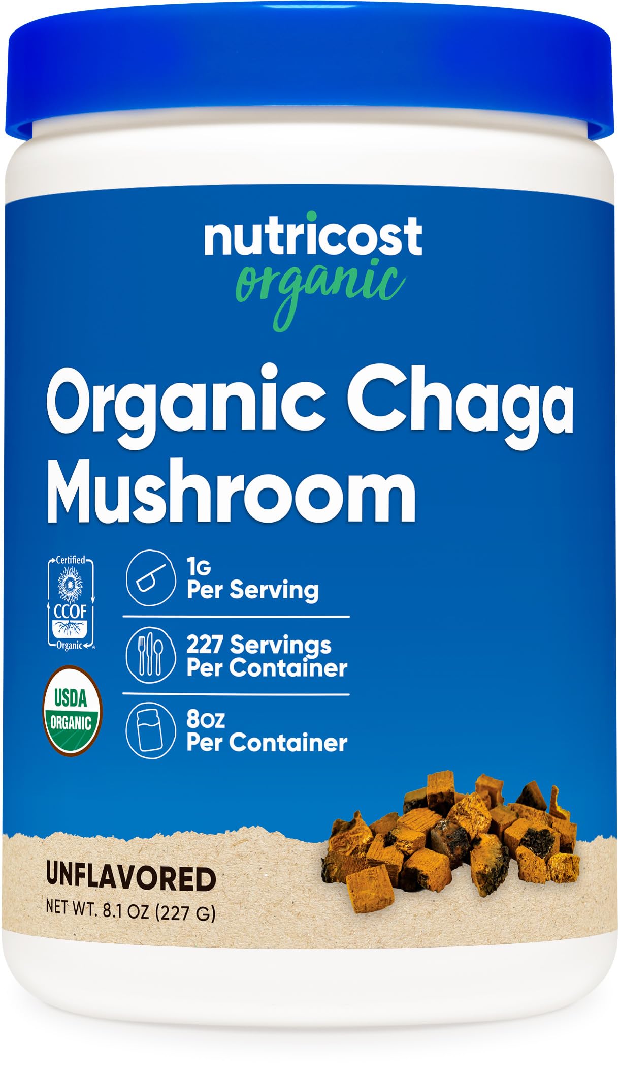 100% Organic Chaga Mushroom Powder 8oz (227 Servings) - Certified USDA Organic, Gluten Free & Non-GMO