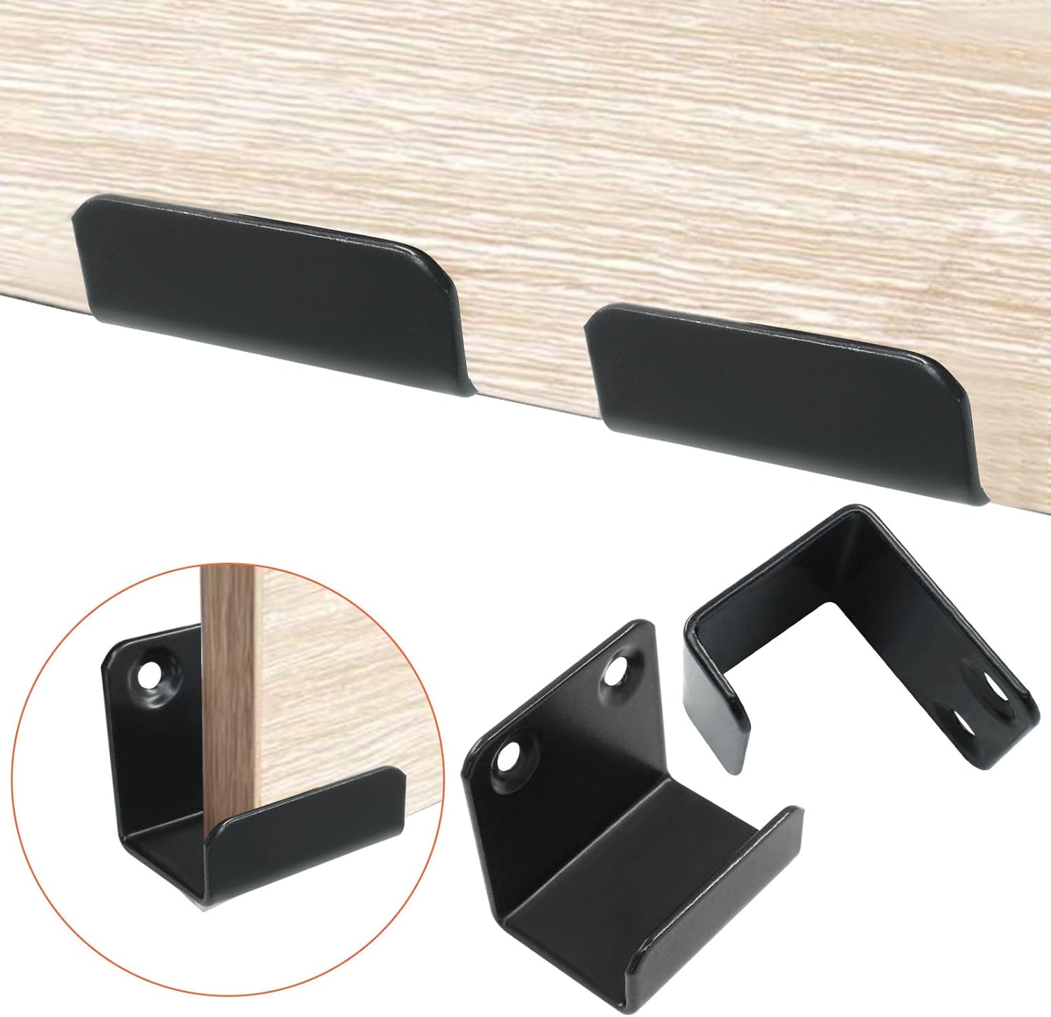 Litoexpe 10 Pcs Tile Display Wall Hanger Inner Width 25mm, Stainless Steel Wall Mount Brackets Hook Heavy Duty Wall Mounted Flat J Clamp for Mirrors Picture Frame Ceramic Wall Display (Black)