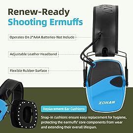 ZOHAN EM054 Electronic Shooting Ear Protection with 4X Sound Amplification 2 Pack,Slim Active Noise Reduction Earmuffs for Gun Range