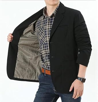 Men's Notch Lapel Vintage Style Denim Suit Blazer Jacket Sport Coat