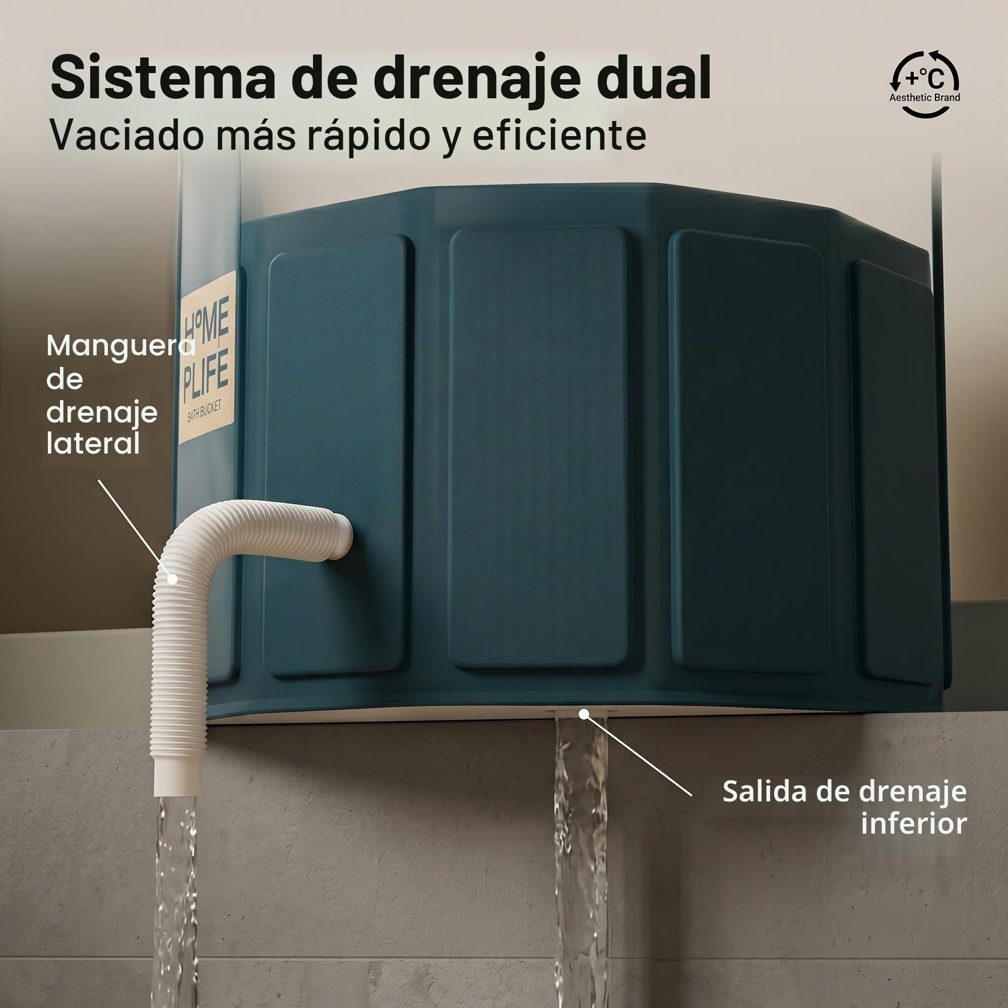 Bañera plegable portátil que ahorra espacio, bañera de pie para cabina de ducha, mantenimiento eficiente de la temperatura, ideal para baño caliente, baño de hielo (80 x 65 cm)