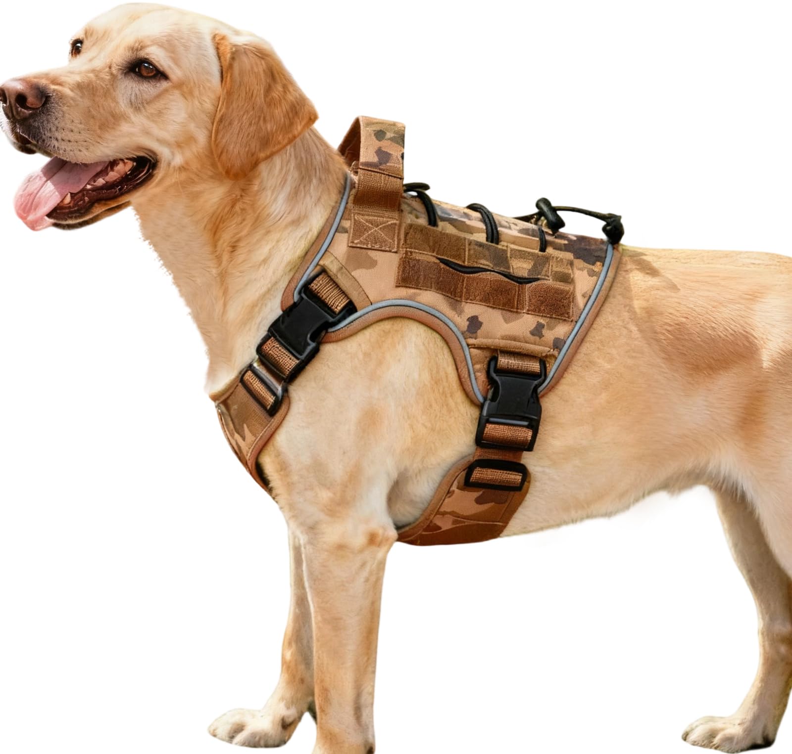 Heavy-Duty Tactical Dog Harness for Large Dogs, No Pull Adjustable Reflective Pet Vest with Molle System, K9 Military-Grade Control for Service