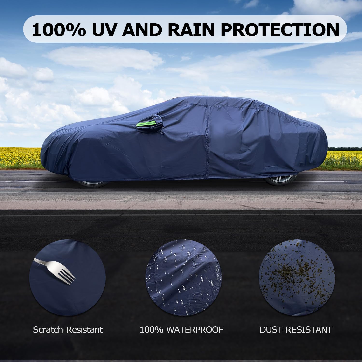Bâche de protection pour voiture - 10 couches - Étanche à la poussière - Imperméable - Pour Fiat Panda