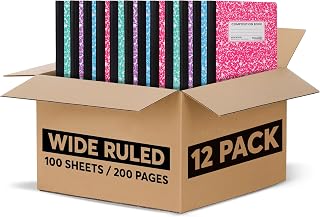 Manaloom Hardcover Wide Ruled Composition Notebook – Bright Colors, 100 Sheets, 200 Pages, 9.75 x 7.5 in – For School, Office, Students, Journaling, Bulk Classroom Supplies- 12 Pack
